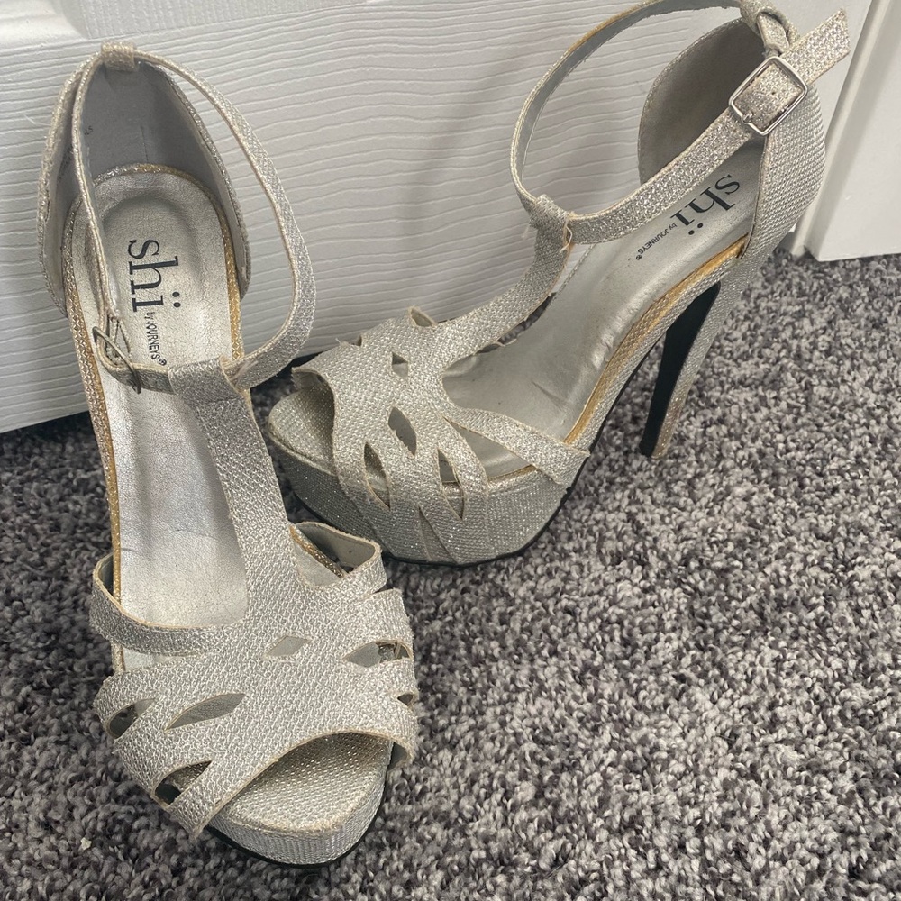 Silver sparkly 6 inch heels